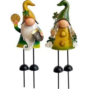 Garden Gnomes Spring Outdoor Decor, Metal Gnomes Figurine Yard Art